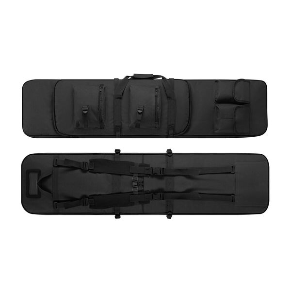 Tactical Dual Rifle Gun Bag Carry Case Range Backpack Military Hunt Shooting Gear for AR15 M4 Carbine Shotgun Firearm Storage 46 Inch 120cm Black