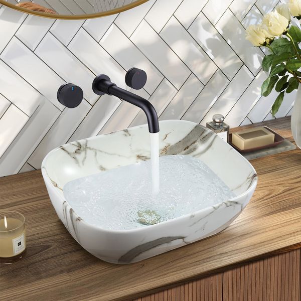 Bathroom Vanity Sink Basin Vessel Hand Wash Washing Bowl Countertop Toilet Bath Above Counter Modern Rectangular Ceramic 45.5x32.5x13.5cm