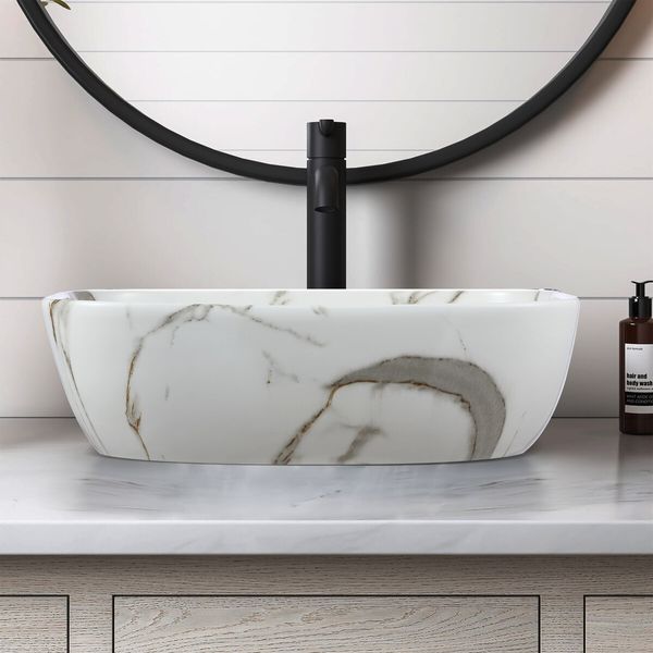 Bathroom Vanity Sink Basin Vessel Hand Wash Washing Bowl Countertop Toilet Bath Above Counter Modern Rectangular Ceramic 45.5x32.5x13.5cm