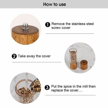 Acrylic Salt and Pepper Grinder Set,Manual Salt and Pepper Mills- Wooden Shakers with Adjustable Ceramic Core-Salt Grinder and Pepper Mill (8In 2Pack)