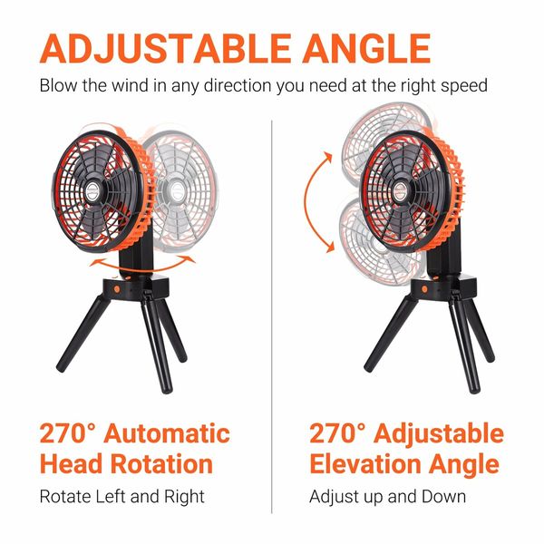 Portable Fan for Camping,Rechargeable Fan with LED Lantern,Oscillating Portable Fan,Quiet Personal Fan for Outdoor and Indoor