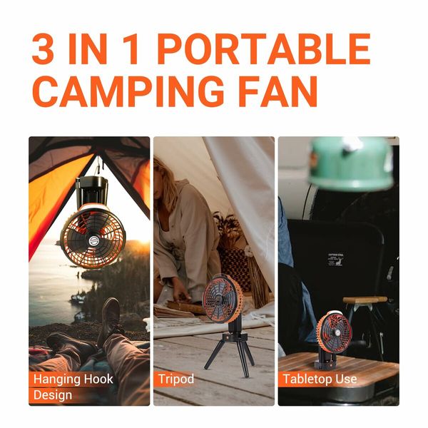 Portable Fan for Camping,Rechargeable Fan with LED Lantern,Oscillating Portable Fan,Quiet Personal Fan for Outdoor and Indoor