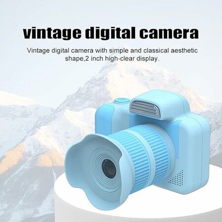 Digital Cameras for Photography, 28MP Video Camera for Vlogging with Flash, 360 Degree Rotatable Lens (Blue)