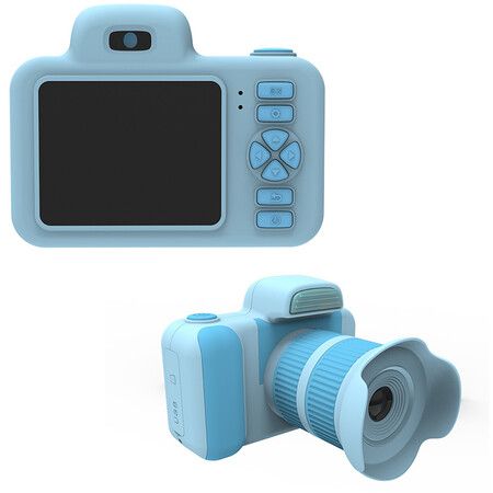 Digital Cameras for Photography, 28MP Video Camera for Vlogging with Flash, 360 Degree Rotatable Lens (Blue)