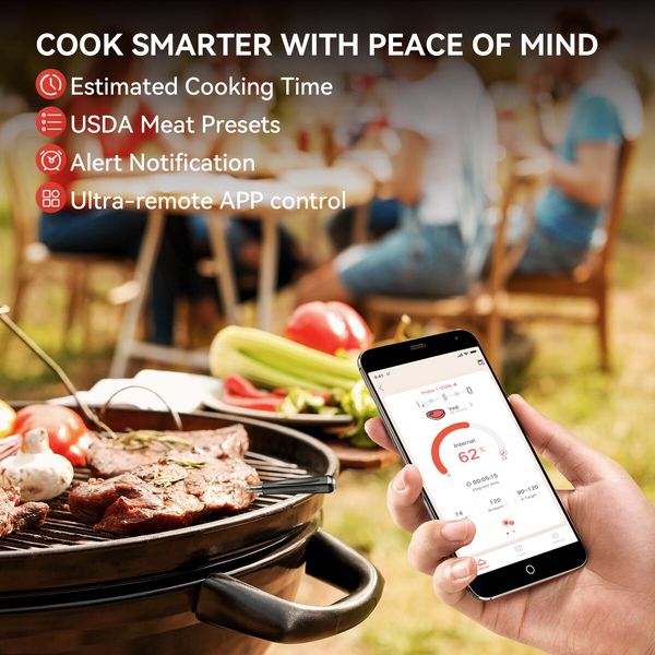 Wireless Meat Thermometer, Bluetooth Smart Meat Thermometer, Cooking Thermometer for BBQ