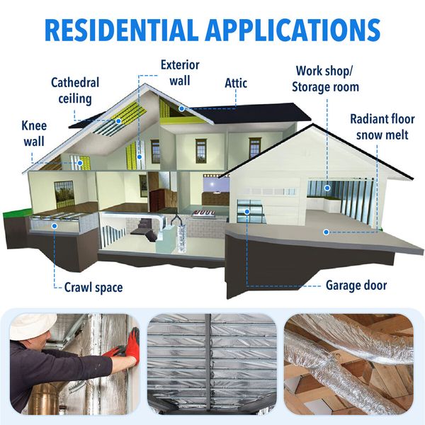 Foil Heat Barrier Window Reflective Insulation Roll Roof Loft Wall Ceiling Attic Cell Radiant Sheet Wrap Thermal Shield Aluminium EPE 10x30m 30sq m