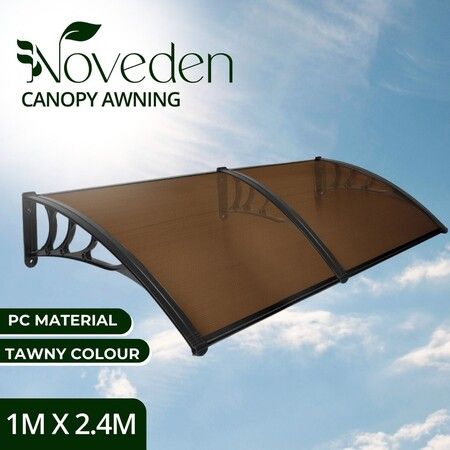 NOVEDEN Window Door Awning Canopy Outdoor UV Patio Rain Cover Tawny 1M X 2.4M Type 1