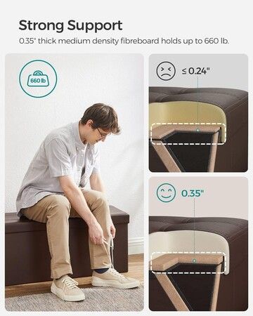 SONGMICS 110cm Folding Ottoman Bench Footrest Brown