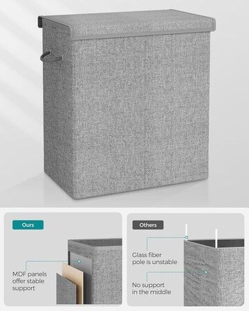 SONGMICS Linenette Fabric Laundry Hamper 142L Dark Grey