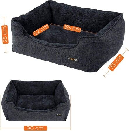 FEANDREA 90cm Dog Sofa Bed with Removable Washable Cover Dark Grey