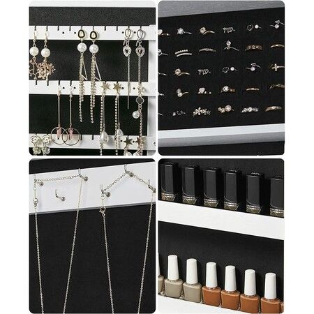 SONGMICS Lockable Jewelry Cabinet Armoire with Mirror White