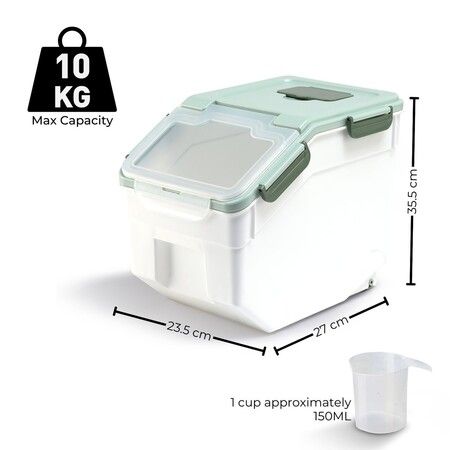 GOMINIMO Multipurpose Food Storage Container with Lids and Cup for Pet Food or Rice Grains (Green)