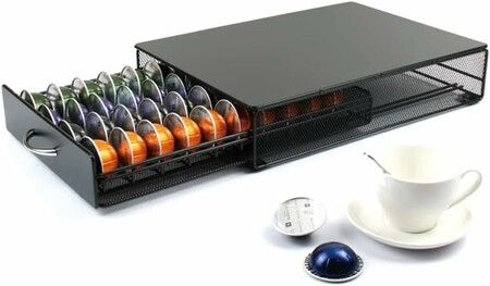 GOMINIMO Coffee Pod Holder Drawer Storage with Vertuoline Stores 40 Pods (Black)