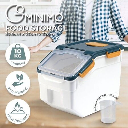 Gominimo Airtight Food Rice Grain Storage Container Pantry Organiser Box Blue