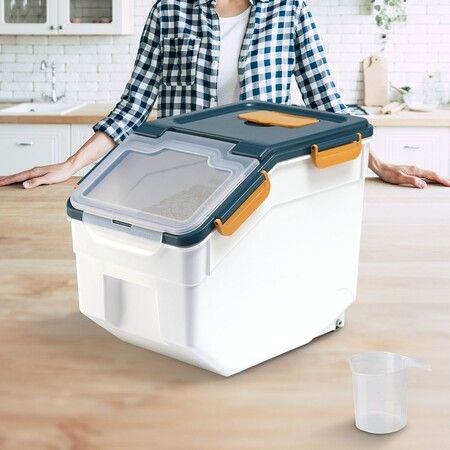 Gominimo Airtight Food Rice Grain Storage Container Pantry Organiser Box Blue