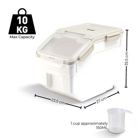 Gominimo Airtight Food Rice Grain Storage Container Pantry Organiser Box Beige