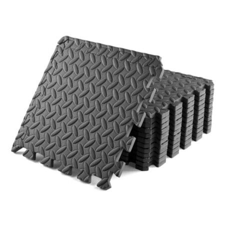 VERPEAK Puzzle Gym Mat EVA Interlocking Foam Tiles with Border (Black) VP-GMT-100-LMJ