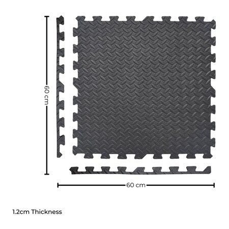 VERPEAK Puzzle Gym Mat EVA Interlocking Foam Tiles with Border (Black) VP-GMT-100-LMJ