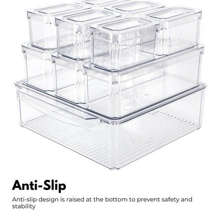 GOMINIMO 10 Pack Clear Stackable Fridge Organiser Bins with Lids