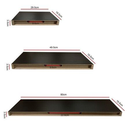 EKKIO Floating Shelf Set of 3 Black