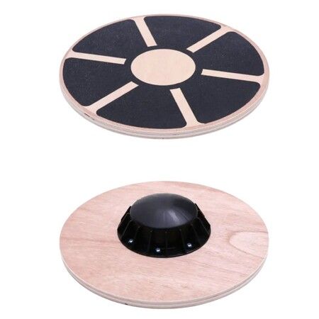 VERPEAK Wooden Wobble Board with Non-Slip Pads (Black with Wood)