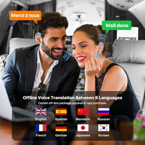 3-in-1 Language Translation Earbuds with 144 Languages & Accents,Translator Device Real Time Fit iOS & Android for Travel Business Learning,White