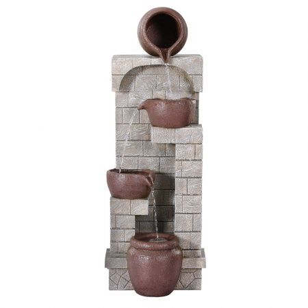 Gardeon Solar Fountain Water Feature  Pot Outdoor Indoor 4-Tier Cascading Brown