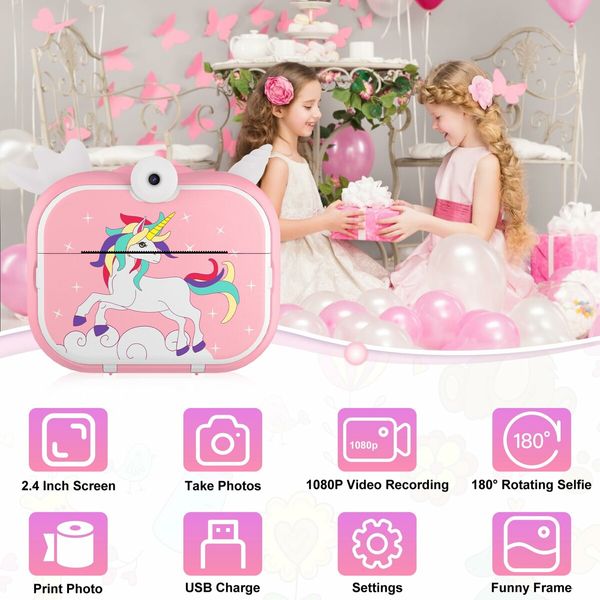 Instant Print Digital Camera for Kids, 20MP Selfie Video Children Toy Camera, Kids Camera for 6-12 Years Old Girls Boys