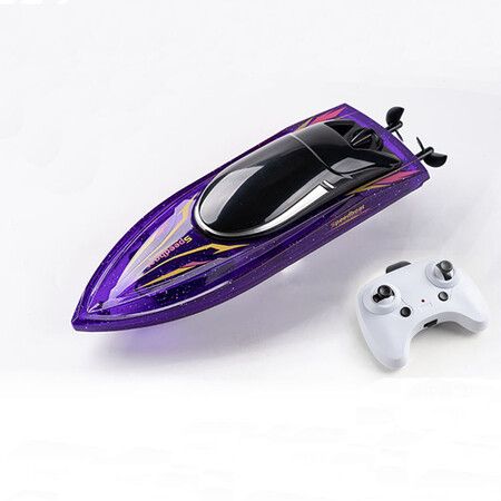 RC Boat with LED Light 20 MPH Remote Control Boat Rechargeable Battery for Pools and Lakes Water Play Toy Gift for Boys and Girl