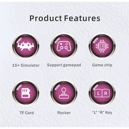 64G Handheld Game Console, Portable Retro Video Game Console, Dual 3D Joystick, 15 Emulators, Support TV Output (Pruple)