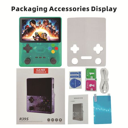 64G Handheld Game Console, Portable Retro Video Game Console, Dual 3D Joystick, 15 Emulators, Support TV Output (Pruple)