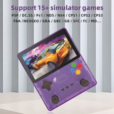 64G Handheld Game Console, Portable Retro Video Game Console, Dual 3D Joystick, 15 Emulators, Support TV Output (Pruple)