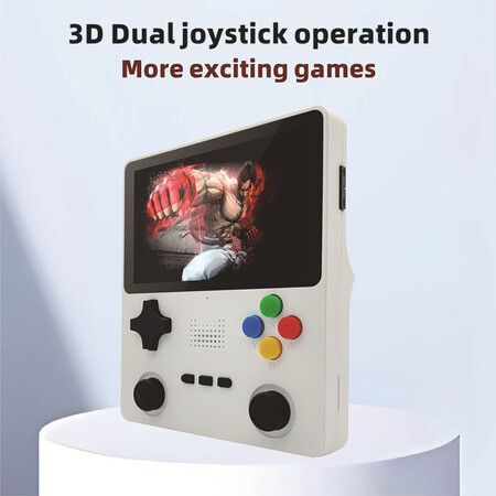 64G Handheld Game Console, Portable Retro Video Game Console, Dual 3D Joystick, 15 Emulators, Support TV Output (White)