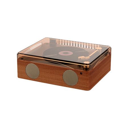 Portable CD Player, Bluetooth Music Player Dual Stereo Speakers, Transparent Dust Cover, Support CD, Headphones, (Brown)