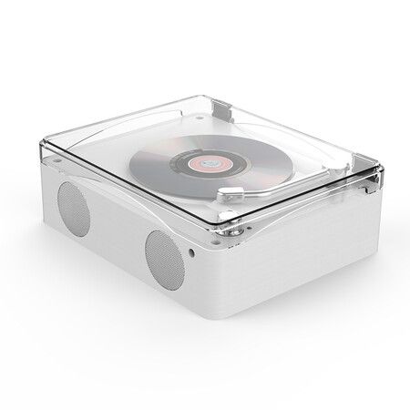 Portable CD Player, Bluetooth Music Player Dual Stereo Speakers, Transparent Dust Cover, Support CD, Headphones, (White)