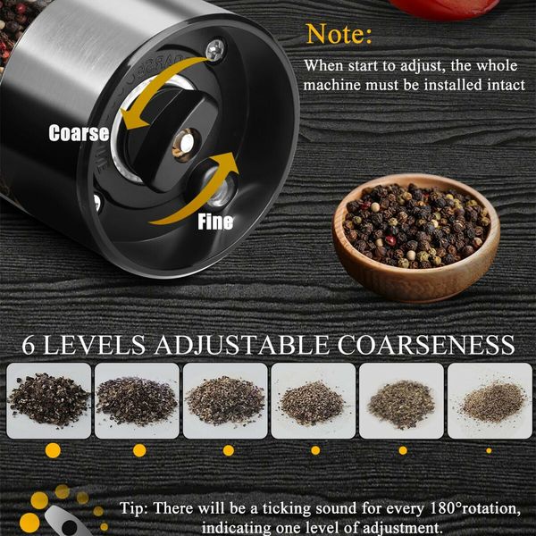 Electric Salt and Pepper Grinder Set Automatic Pepper Mills with Easy-to-Carry Dual Charging Station and Adjustable Coarseness with LED Light