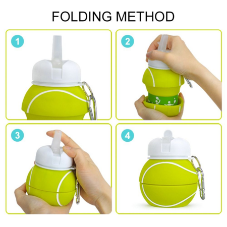 Foldable 550ML Tennis Water Bottles Portable Sports Bottle Outdoor Sports Tennis Ball Shaped Water Cup Bottle