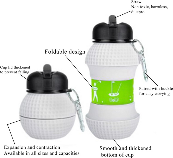 Foldable 550ML Golf Water Bottles Portable Sports Bottle Outdoor Sports Golf Ball Shaped Water Cup Bottle