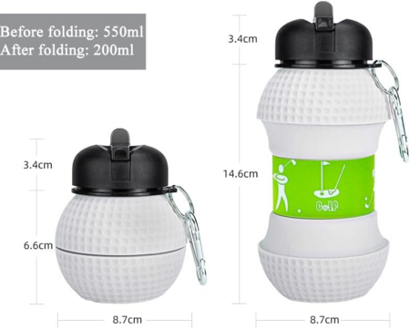 Foldable 550ML Golf Water Bottles Portable Sports Bottle Outdoor Sports Golf Ball Shaped Water Cup Bottle