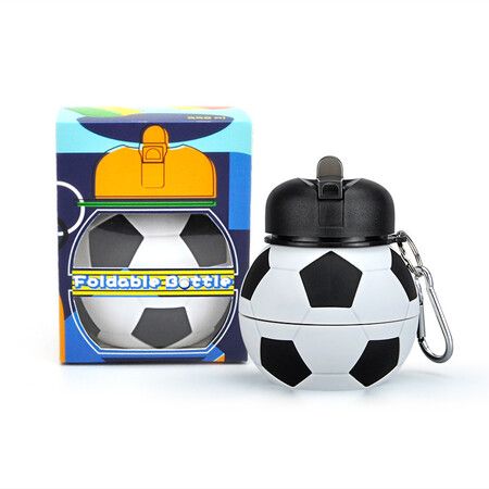 Foldable 550ML Football Water Bottles Portable Sports Bottle Outdoor Sports Soccer Ball Shaped Water Cup Bottle