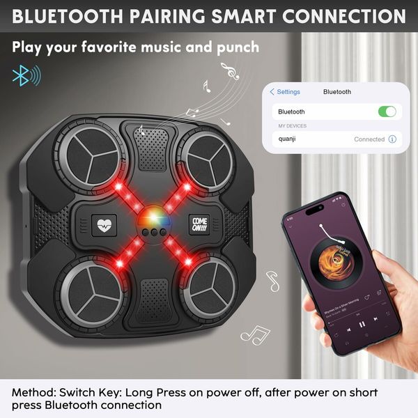 Music Boxing Machine Sport Toys,Wall Mounted Bluetooth Smart Punching Target Toys,Training Pad Toy with Boxing Glove,Ideas Toys for Age3+ Years Old