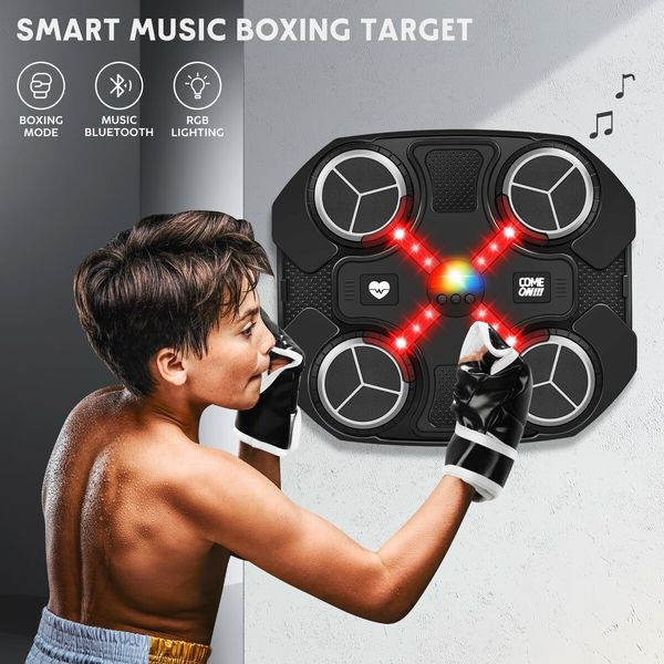 Music Boxing Machine Sport Toys,Wall Mounted Bluetooth Smart Punching Target Toys,Training Pad Toy with Boxing Glove,Ideas Toys for Age3+ Years Old