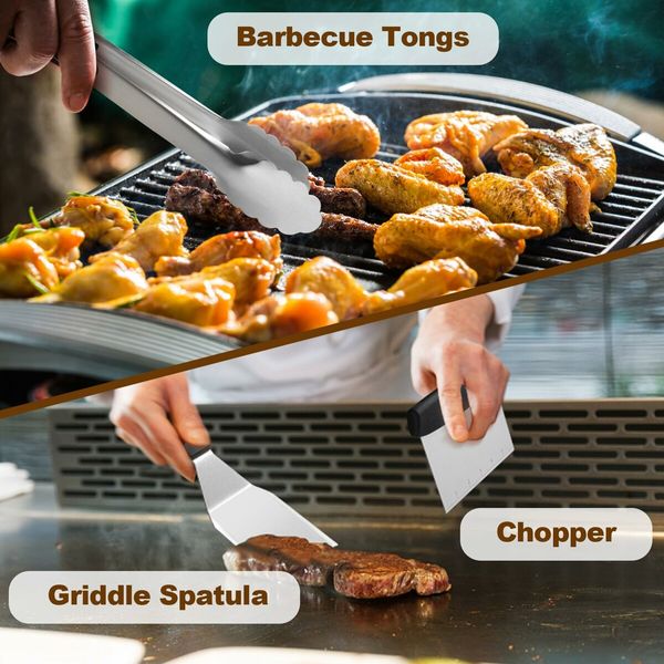 14PCS Griddle Accessories Kit Flat Top Grill Accessories Set Blackstone Camp Chef Grill Spatula Set Enlarged Spatulas Scraper Outdoor Barbecue