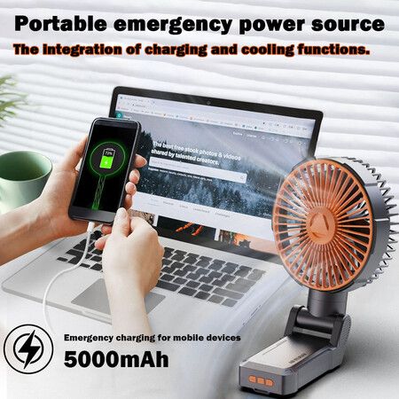 Portable Camping Outdoor Fan Magnetic,Rechargeable Clip on Fan with Lights, Timer,70 Degree Rotatable Cooling Fan for Kitchen Workshop