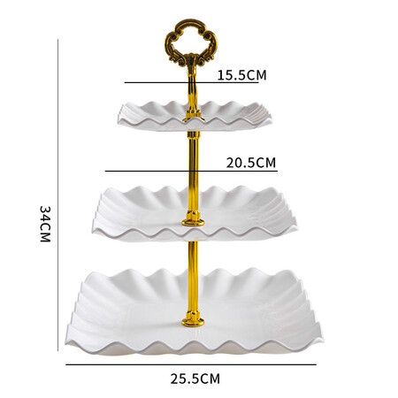 Dessert Cupcake Stand 3 Tier Cup Cake Holder Tower Tea Party Birthday Weeding Plastic Tiered Serving Tray  Rod White