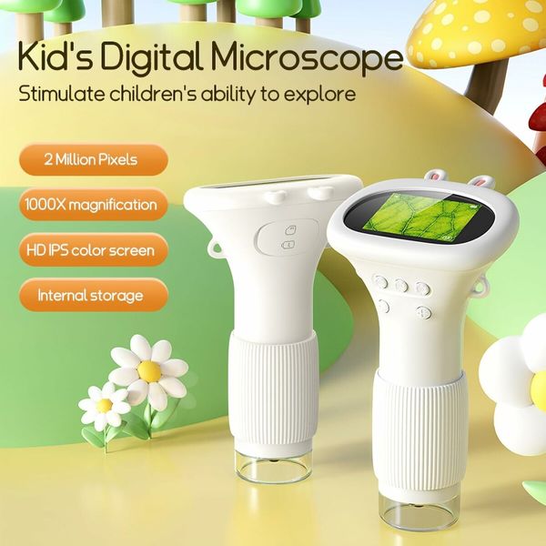 Microscope for Kids, Portable Mini USB Microscope Camera, Science Education Fun Birthday Gifts Toys for Children (White)