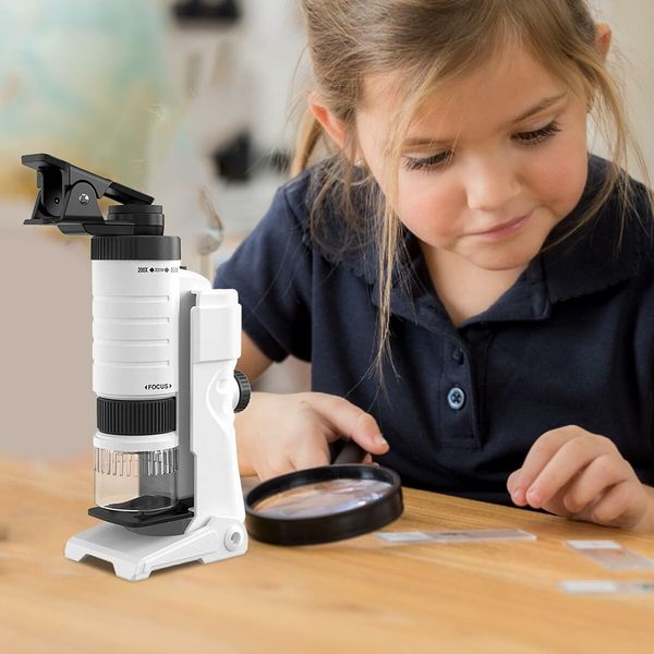 Handheld Microscope Toy, Portable Microscope for Kids, Educational Toy (Black)