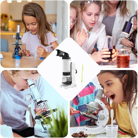 Handheld Microscope Toy, Portable Microscope for Kids, Educational Toy (Black)