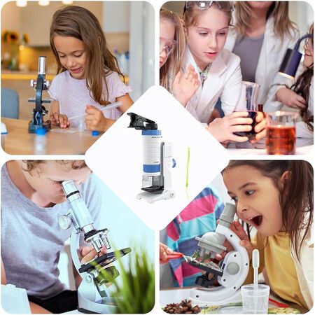 Handheld Microscope Toy, Portable Microscope for Kids, Educational Toy (Blue)