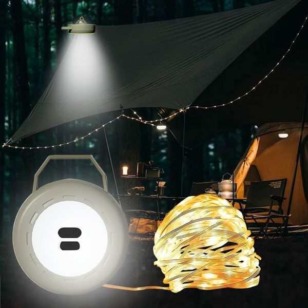 Camping String Lights Reel, Outdoor Portable Stowable String light, 10M Retractable LED Light for Outdoor Decor, 1Pack (Green)